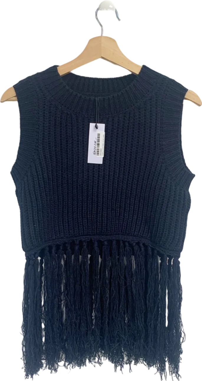 Nasty Gal Black Fringe Top UK 8