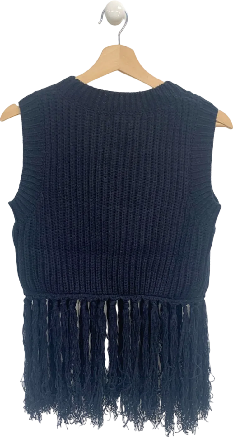 Nasty Gal Black Fringe Top UK 8