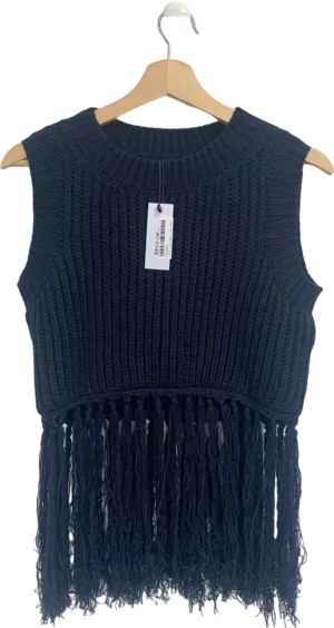 Nasty Gal Black Fringe Top UK 8