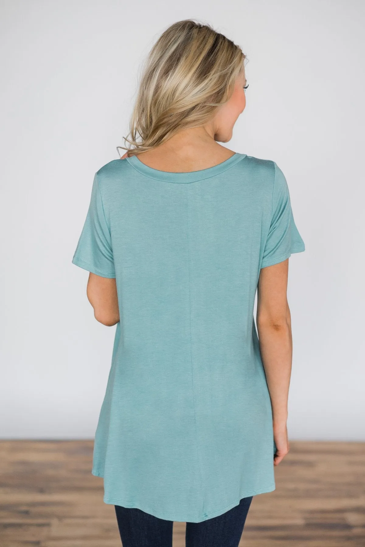 Never Enough Aqua Pocket Top