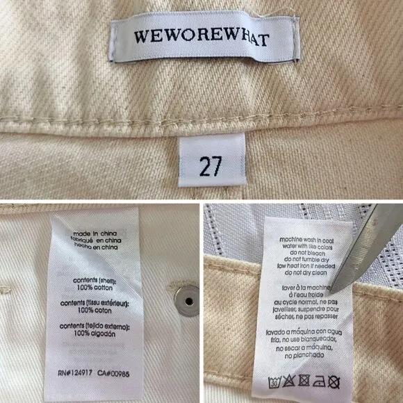 NWT WEWOREWHAT Dani Rigid Unbleached Sand Boyfriend High Rise Jeans Size 27