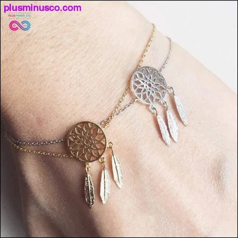 Pameng Silver/Gold Color Dreamcatcher Charm Bracelets For