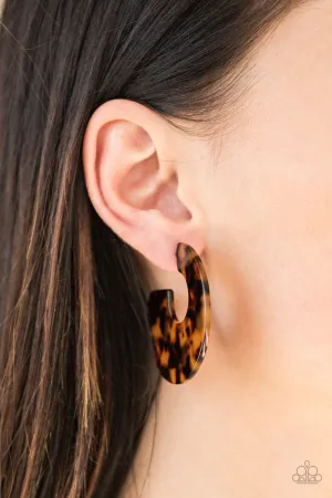 Paparazzi Tropically Torrid - Brown Acrylic Hoop Earrings