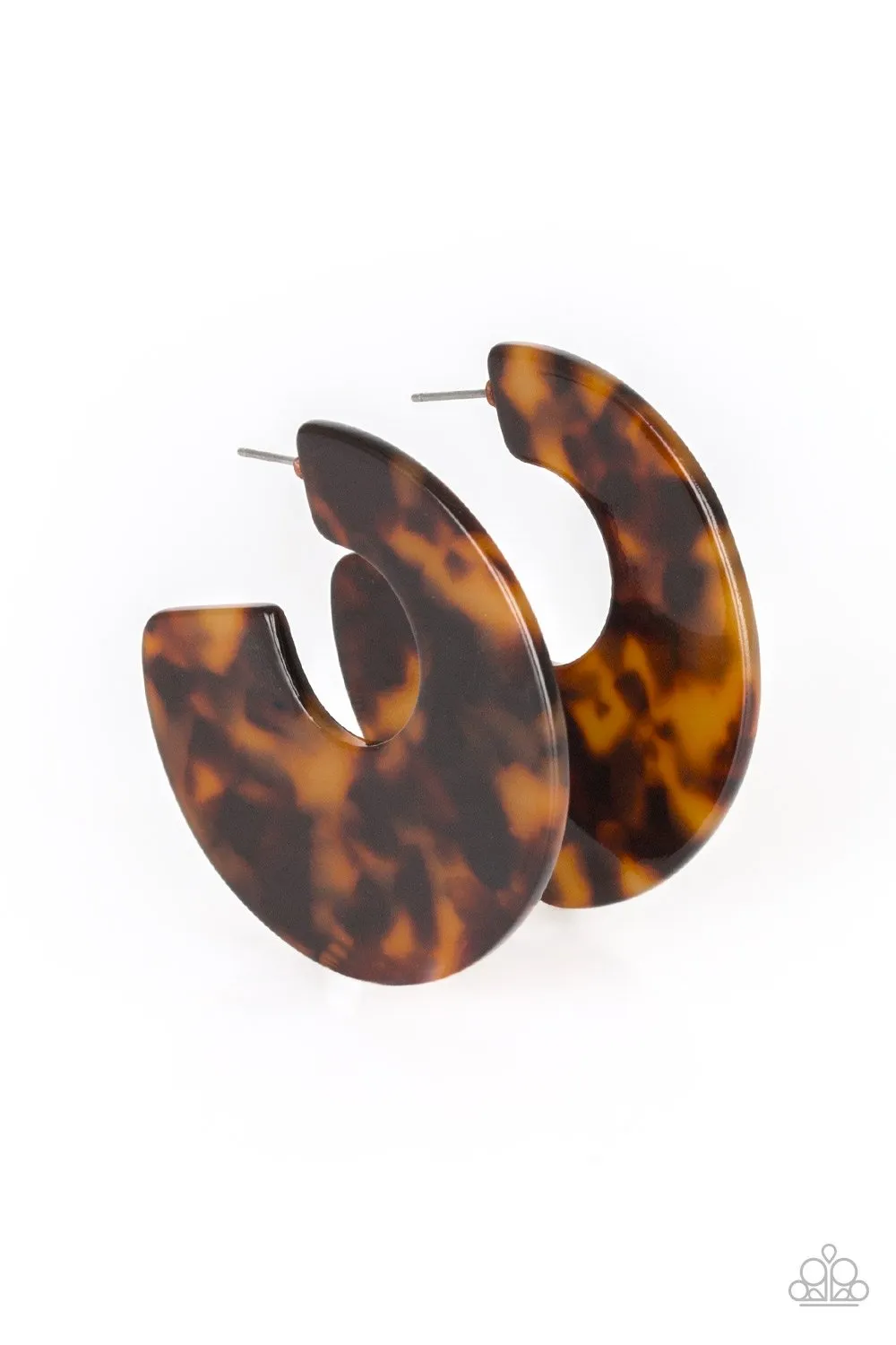Paparazzi Tropically Torrid - Brown Acrylic Hoop Earrings