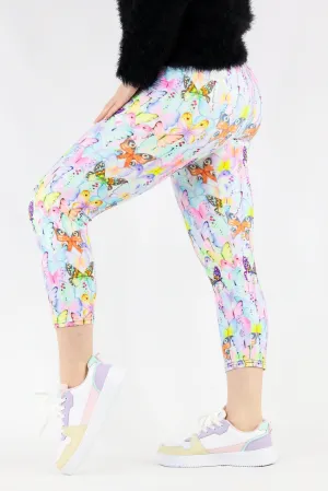 Pastel Butterfly - Casual Capri Leggings