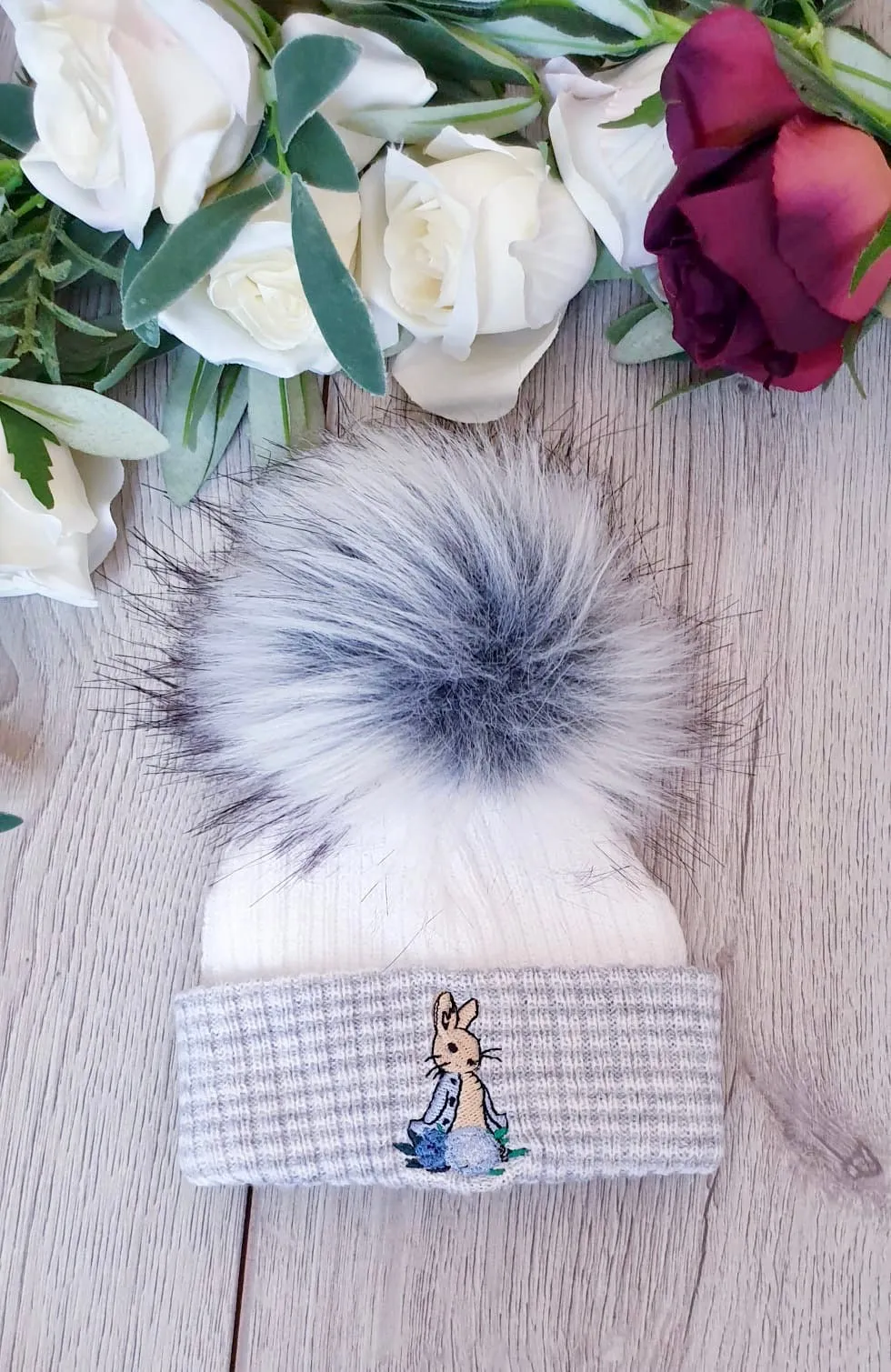 Peter Rabbit Baby Boys luxury faux fur single Pom Hat