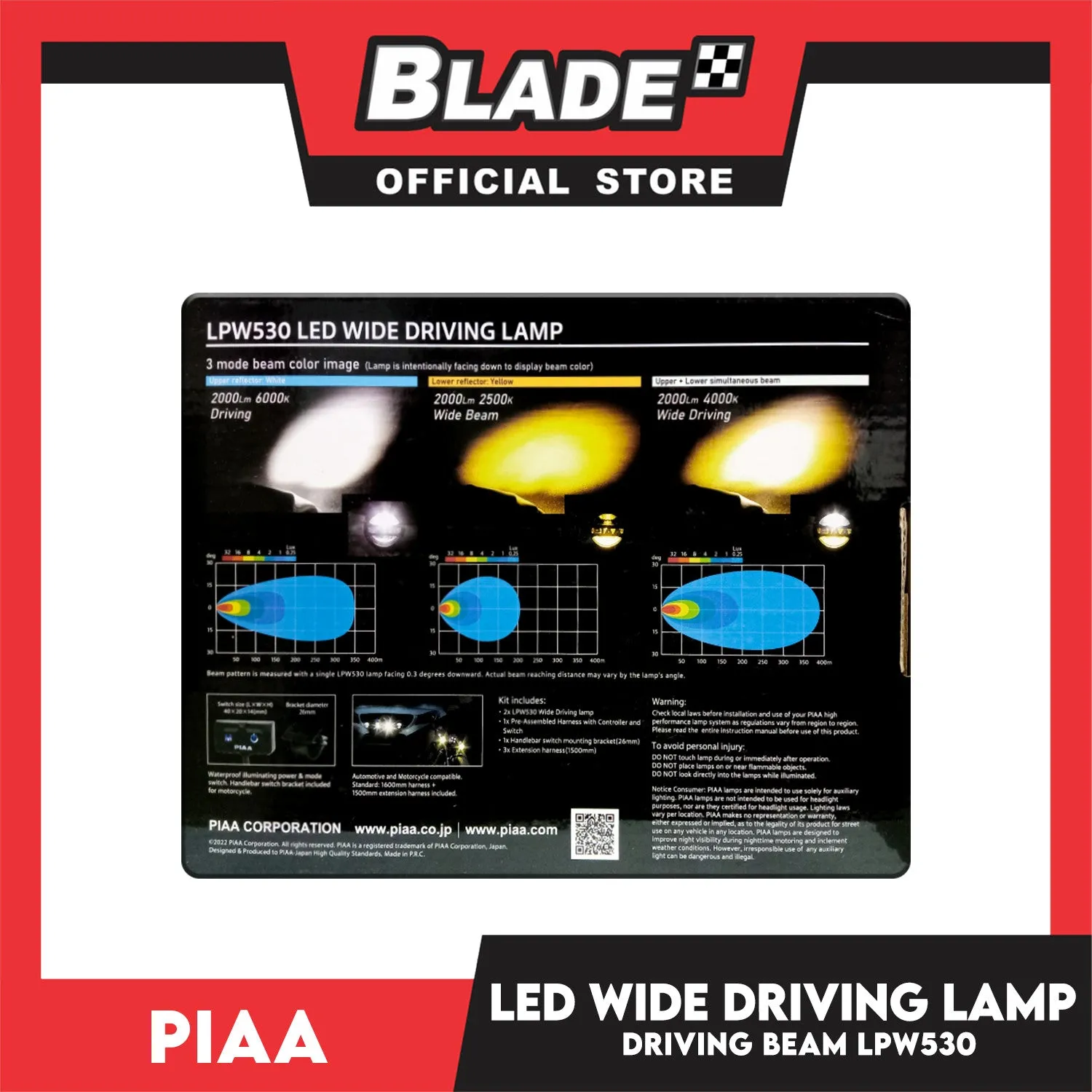 PIAA LPW530 LED Wide Driving Sports Lamp Kit (White/Yellow Beam)