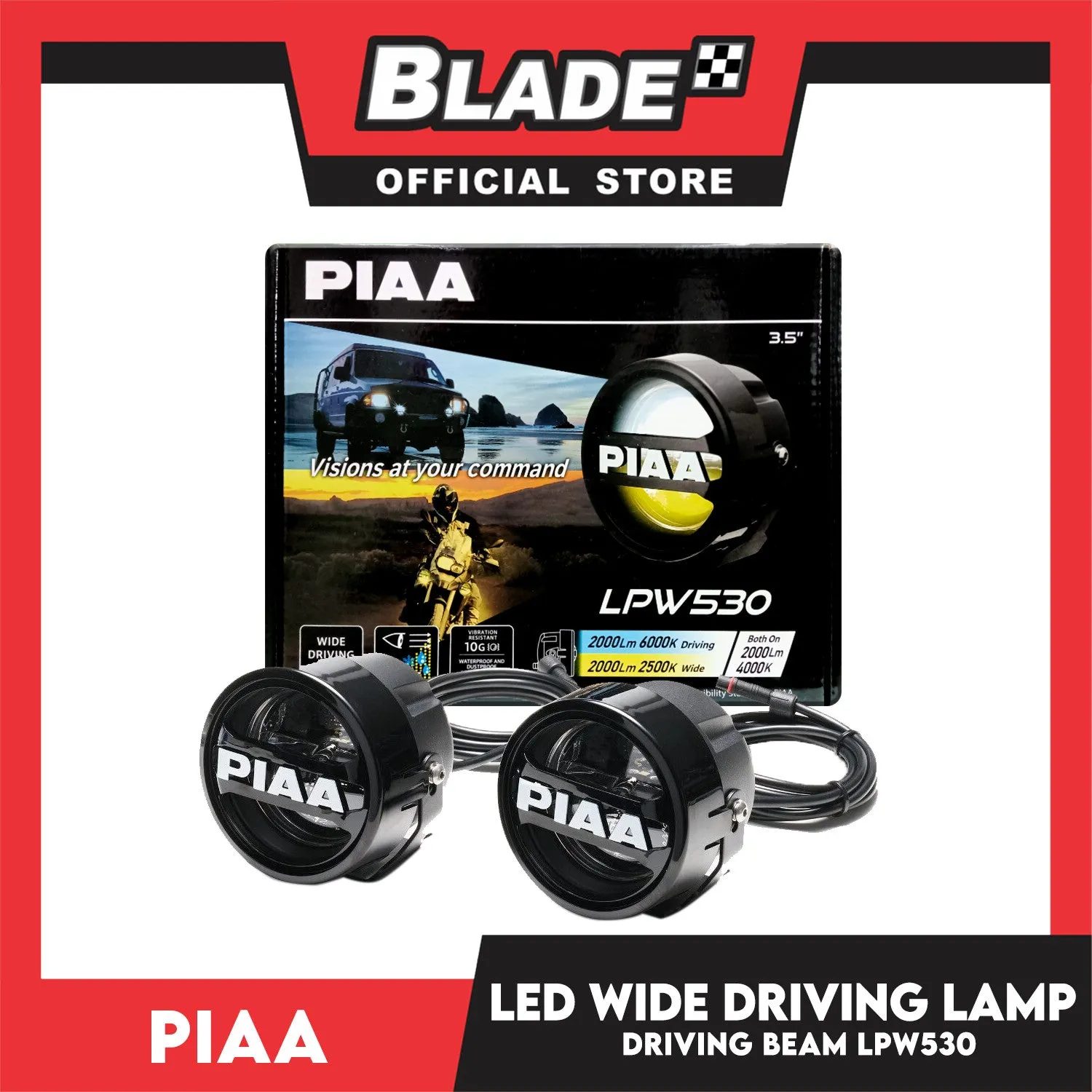 PIAA LPW530 LED Wide Driving Sports Lamp Kit (White/Yellow Beam)