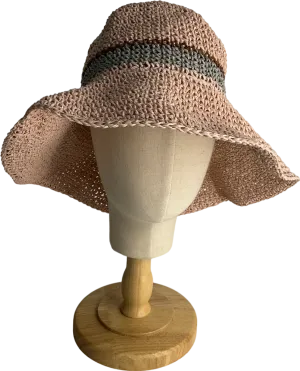 Pink Pink, Blue And Brown Striped Straw Hat