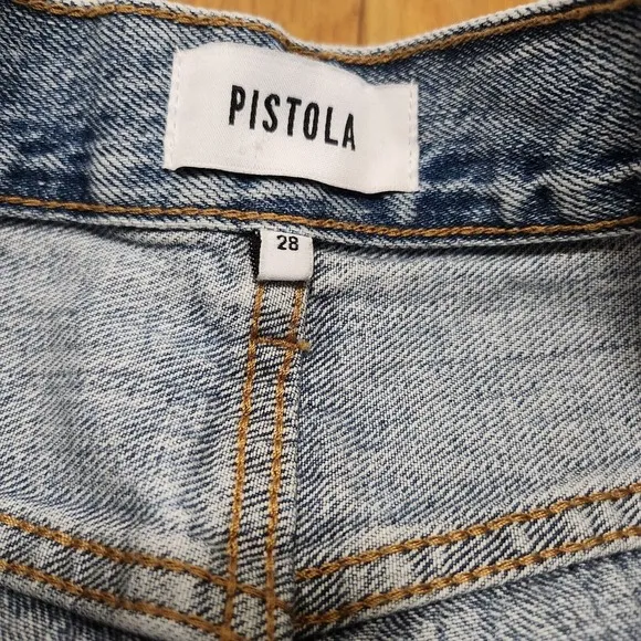 pistola distressed denim relaxed high rise short size 28