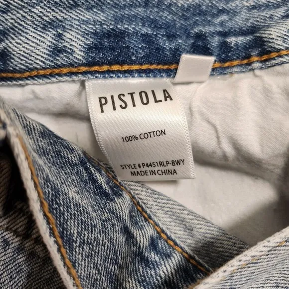 pistola distressed denim relaxed high rise short size 28