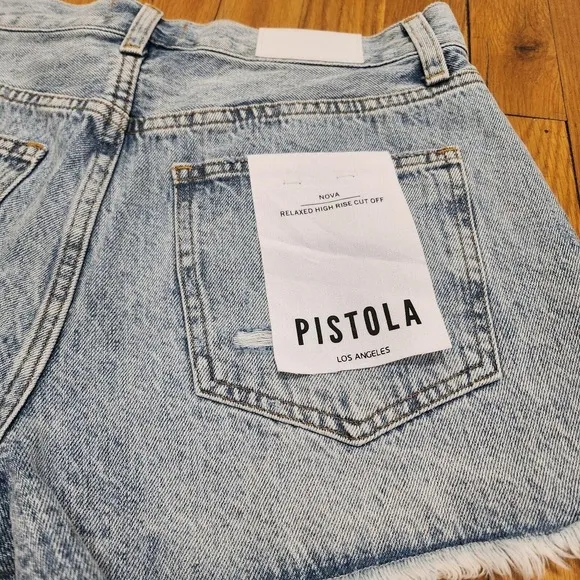 pistola distressed denim relaxed high rise short size 28