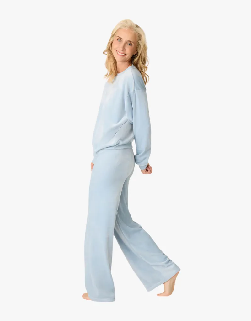PJ Salvage Spread Love Velour Long Sleeve Top in Bluestone