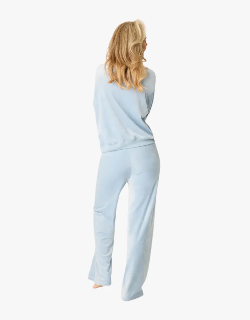 PJ Salvage Spread Love Velour Long Sleeve Top in Bluestone