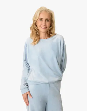 PJ Salvage Spread Love Velour Long Sleeve Top in Bluestone