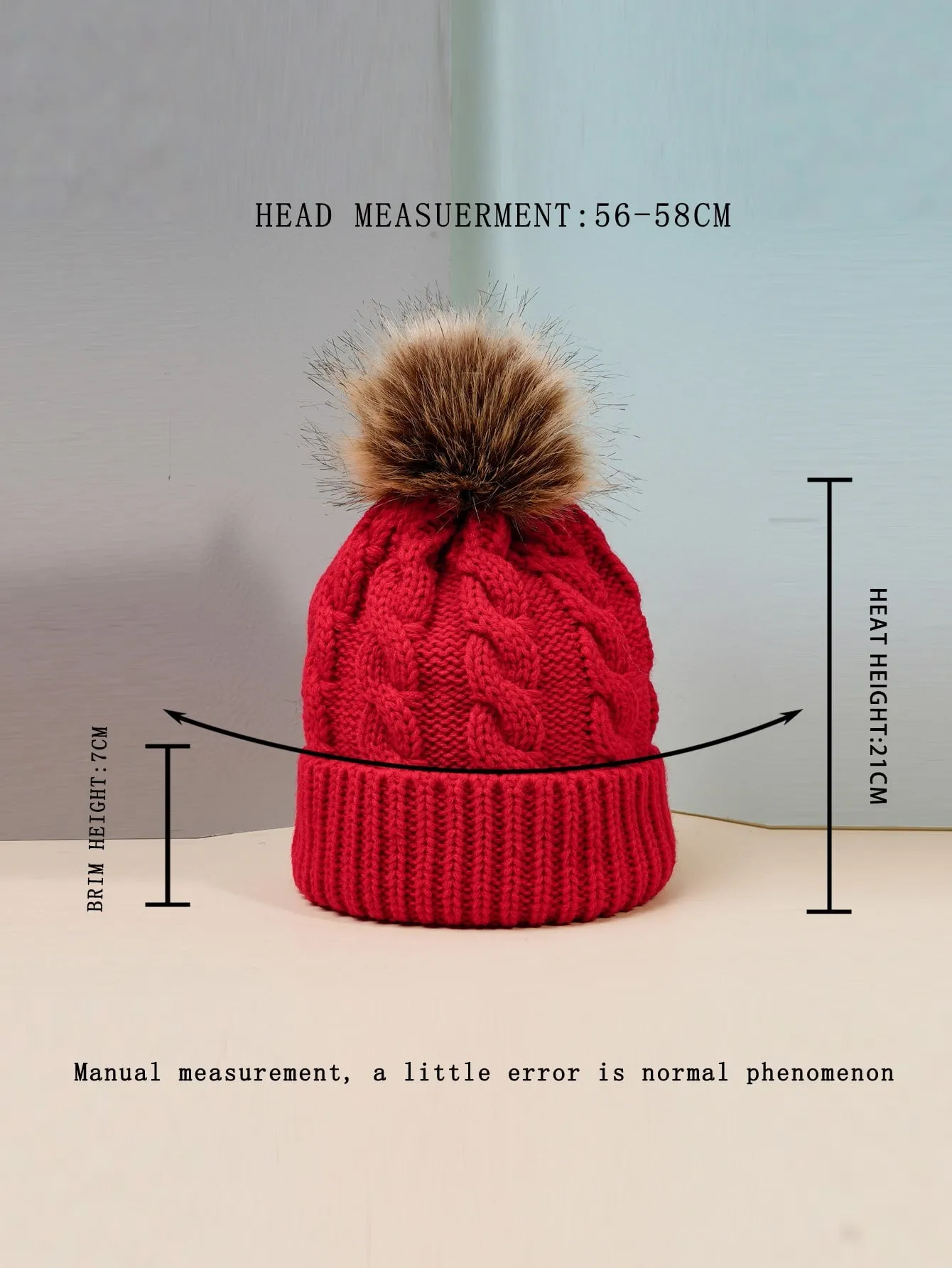 Pom Pom Decor Beanie - Red