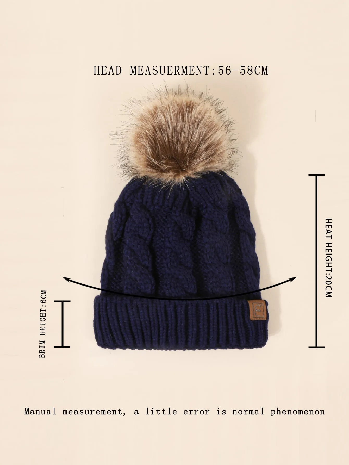 Pom Pom Decor Knit Beanie - Navy Blue - FD ⚡