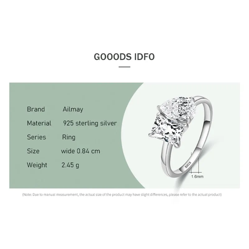 Popular Sterling Silver Dazzling CZ Square Pear Drop Ring