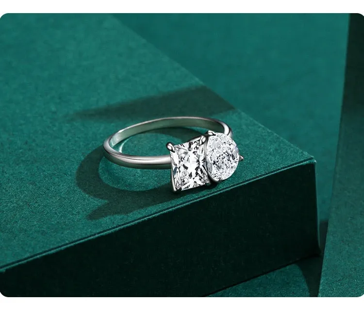 Popular Sterling Silver Dazzling CZ Square Pear Drop Ring
