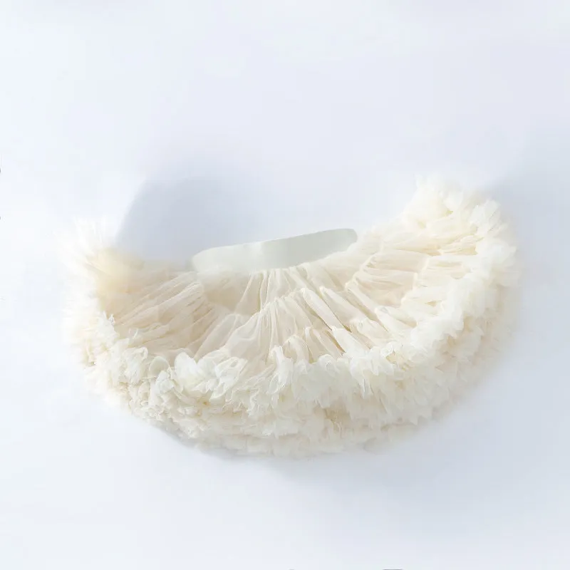 Premium Super Fluffy Girls Tutu Skirt - Beige