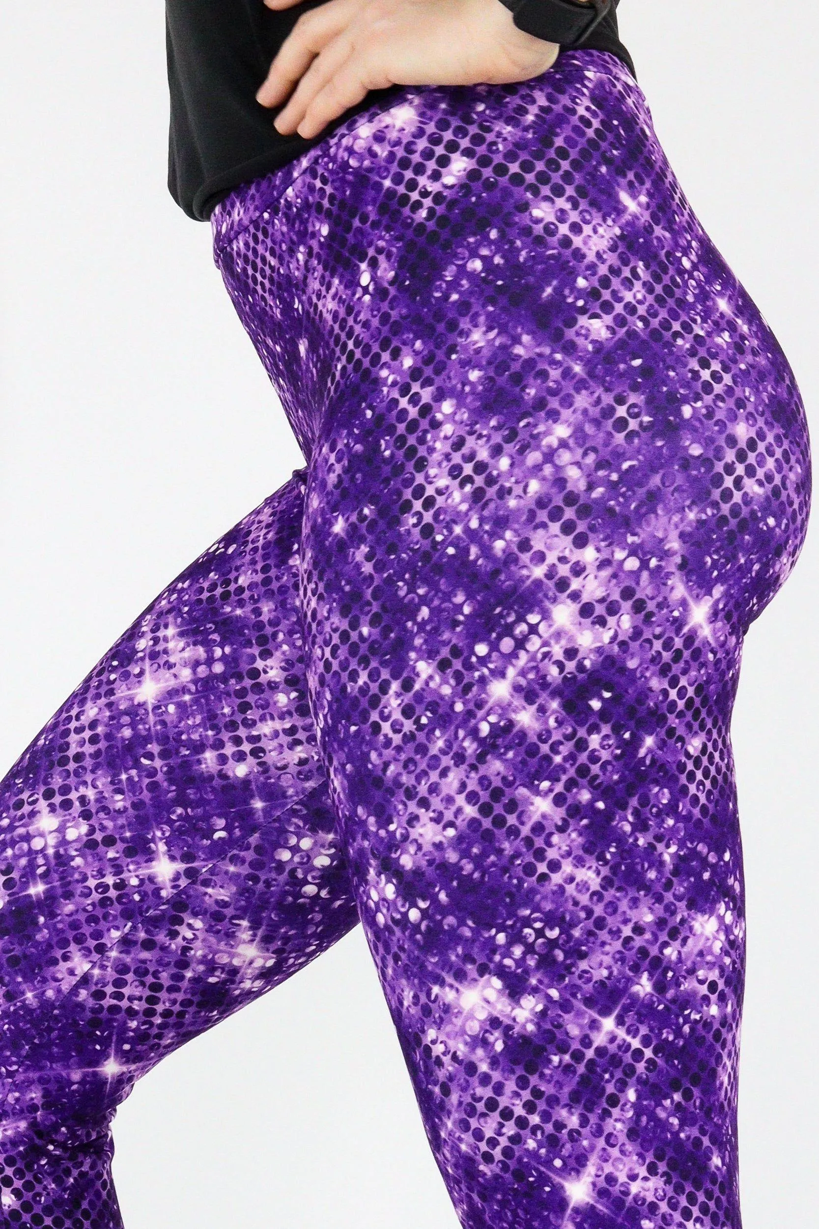 Purple Sparkle - Casual Capri Leggings