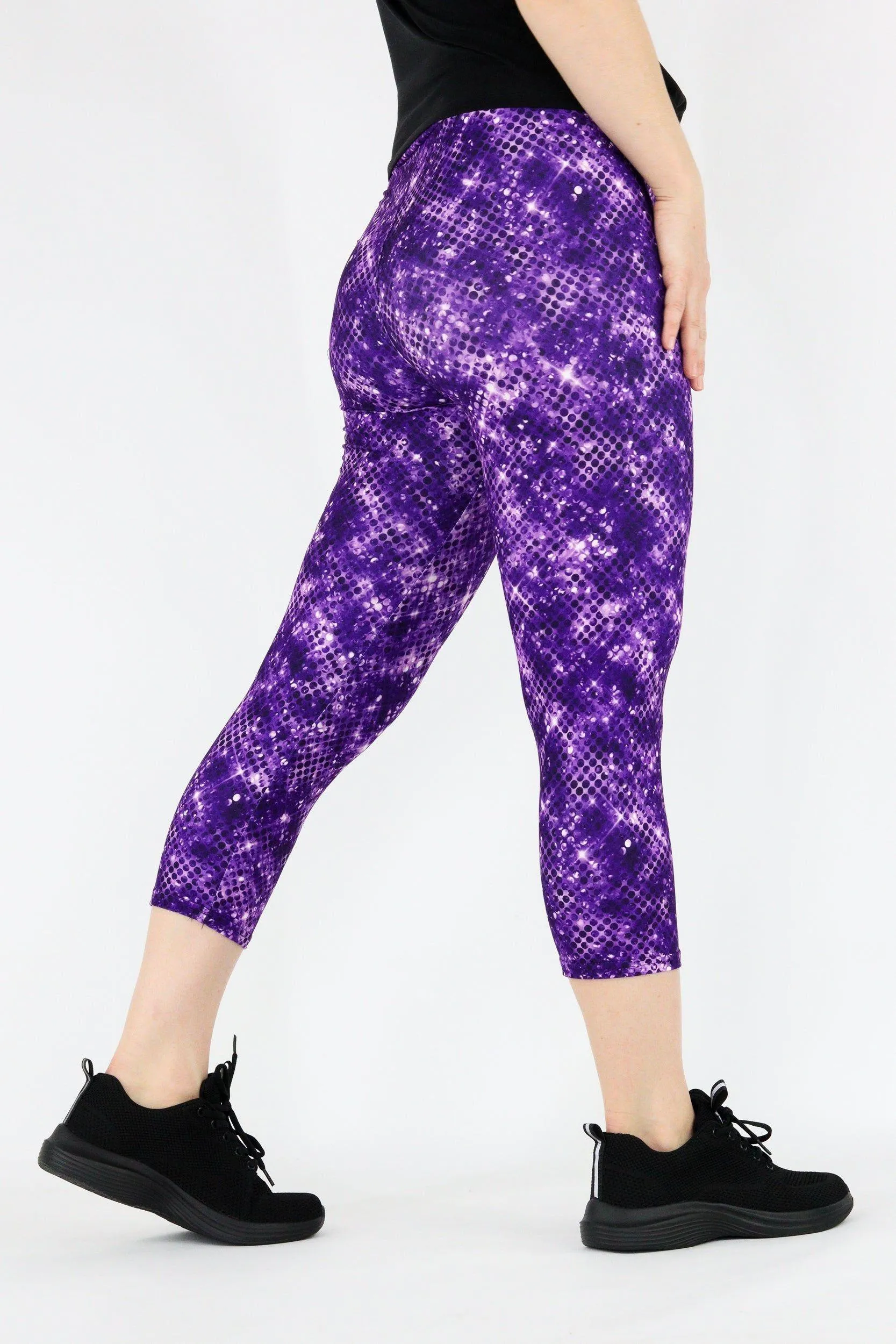 Purple Sparkle - Casual Capri Leggings