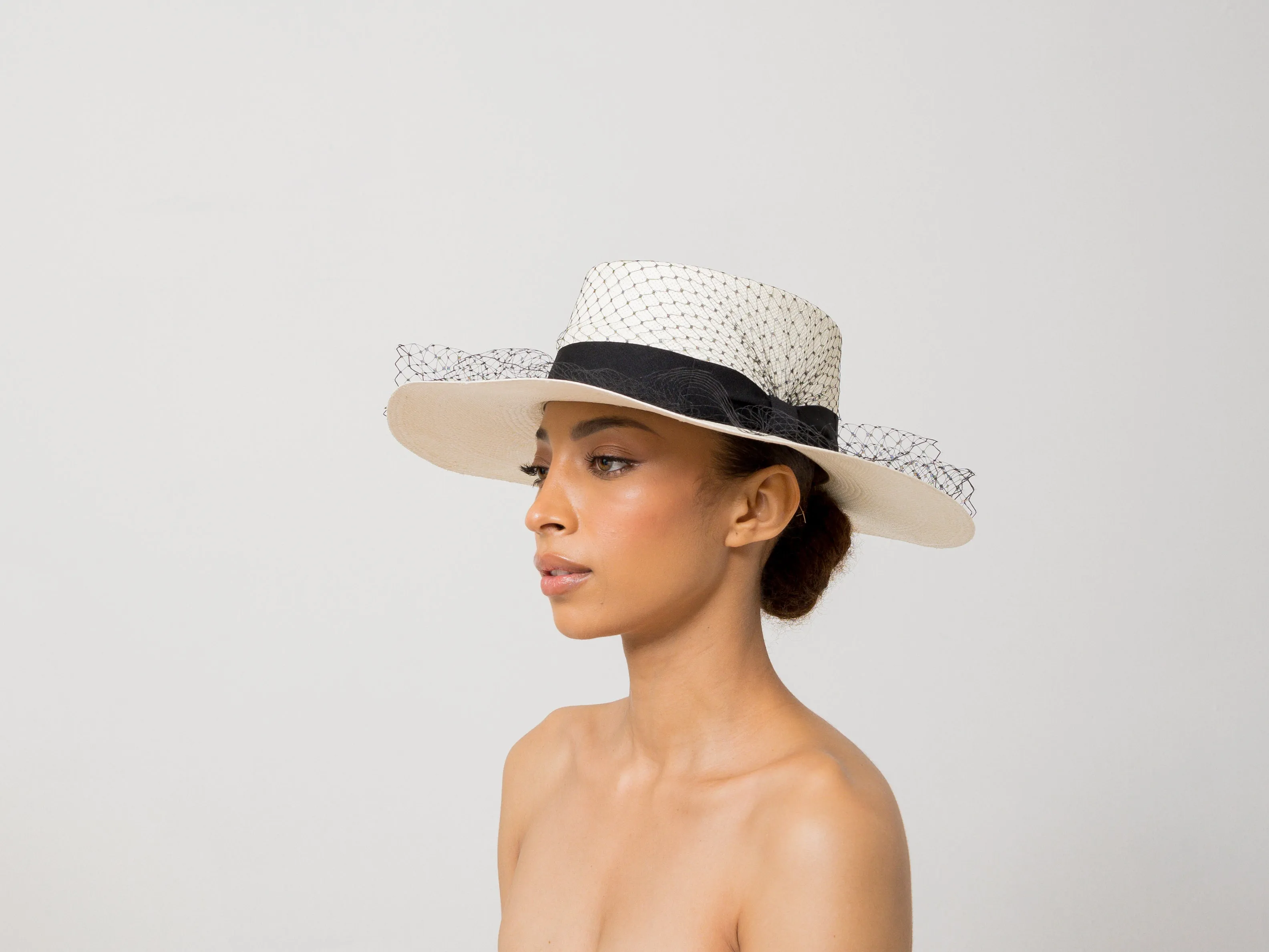 "Glamour" Long Brim Cordovan Hat