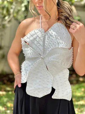 "Juliet" Flower-shaped top with pearl embellished details