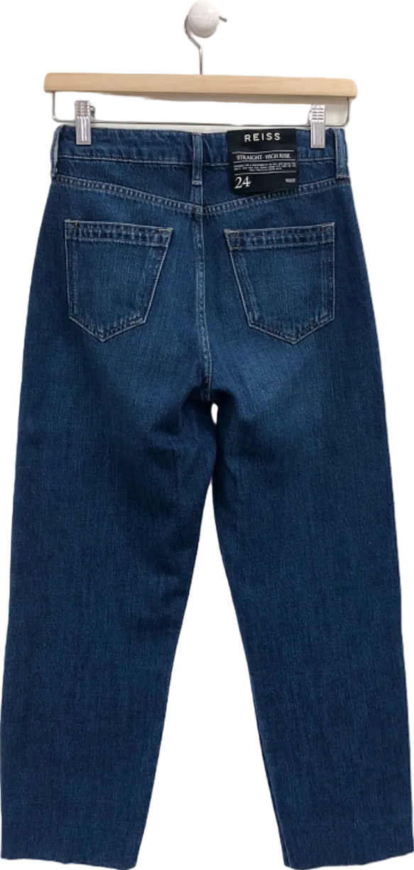 Reiss Blue Straight High Rise Jeans UK 6