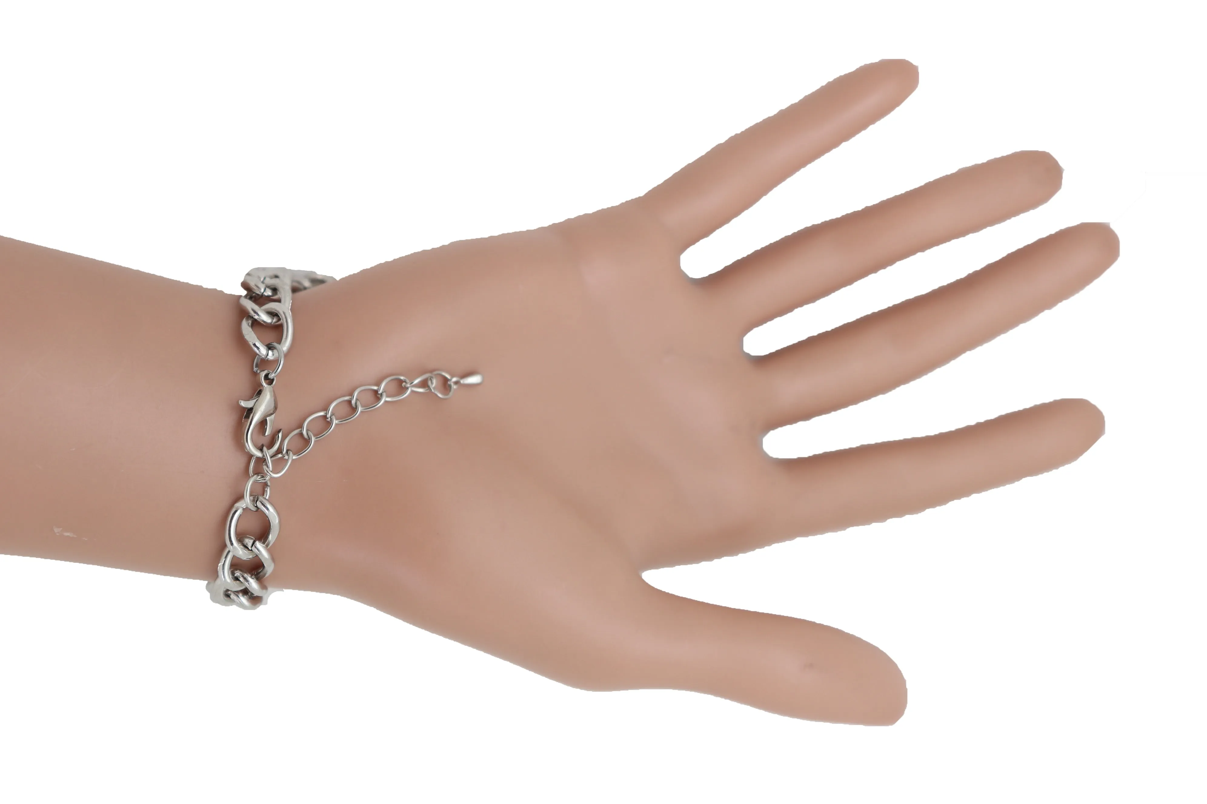 Religious Cross Charm Metal Chain Bracelet