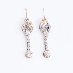 Retro Diamond Drop Earrings, 14k