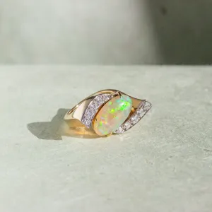 Retro Opal & Diamond Bypass Ring, 18k