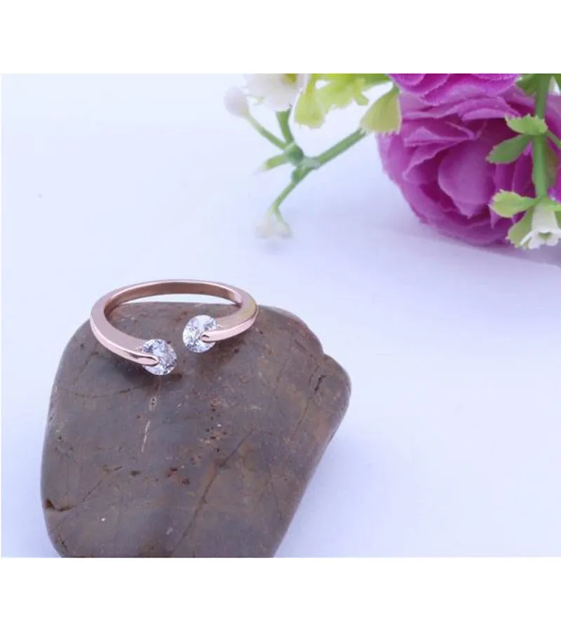 Rose Gold Plated Trendy Elegant Austrian Crystal Adjustable Ring for Women