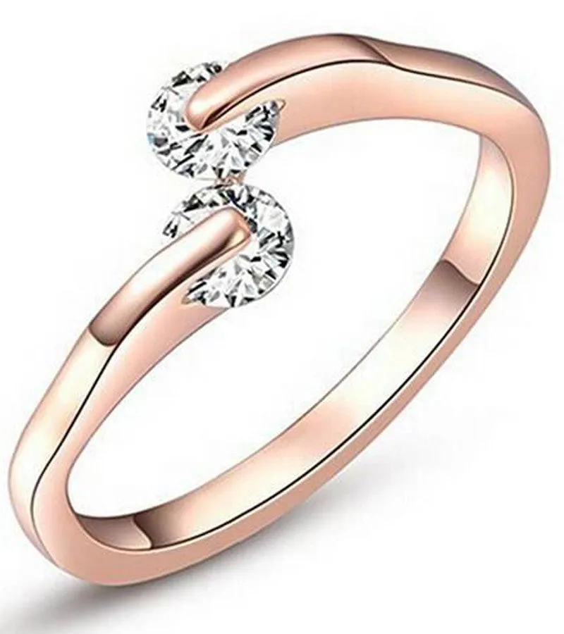 Rose Gold Plated Trendy Elegant Austrian Crystal Adjustable Ring for Women