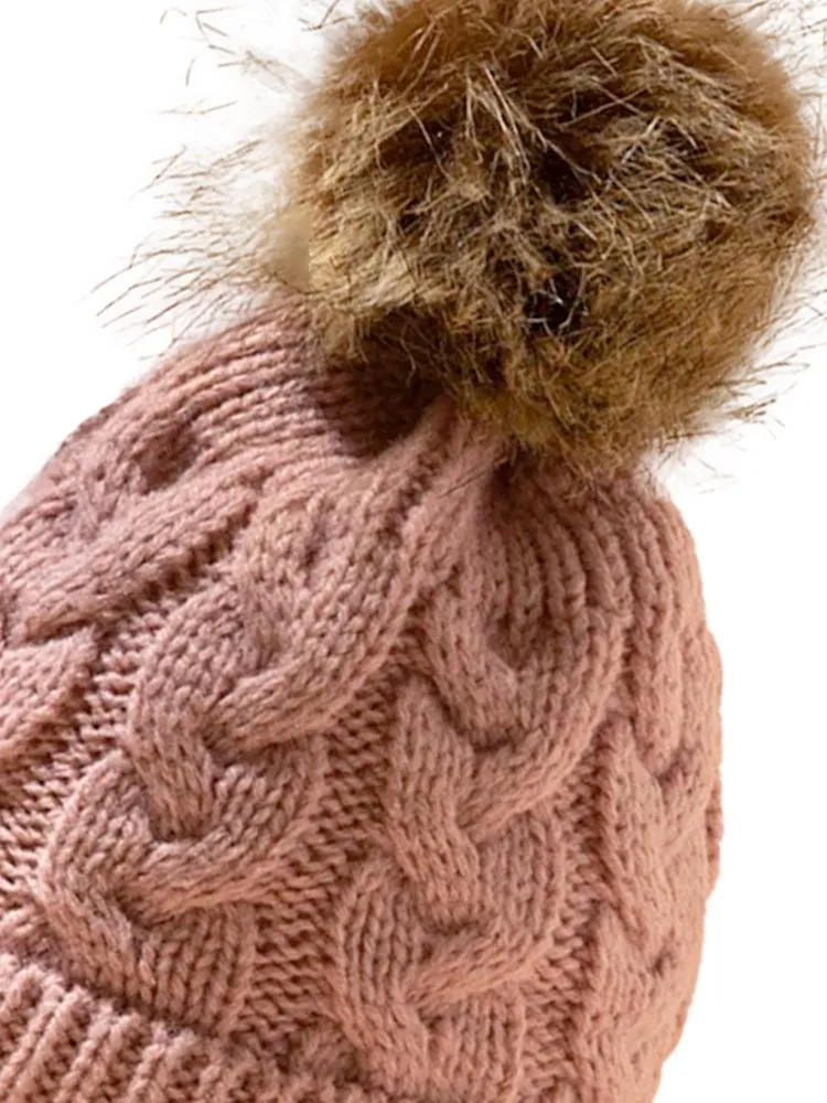 Rose Pink Kids Woollen Bobble Hat 0-3 Years