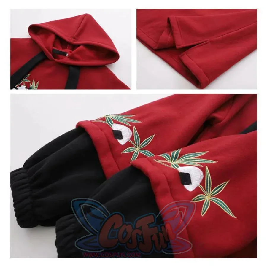 Side Slit Panda Embroidery Hooded Straight Dress