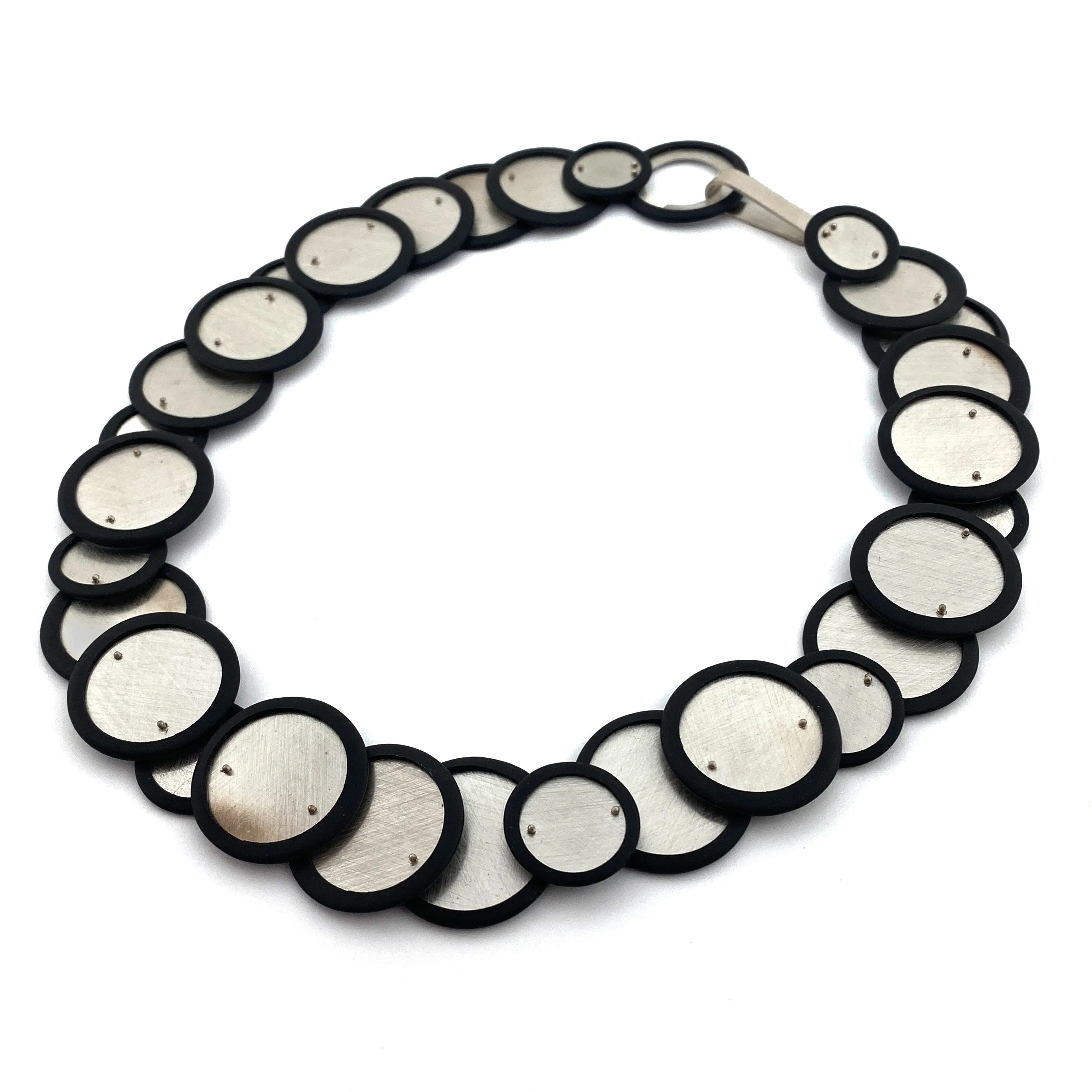 Silver and Rubber Bubble Necklace