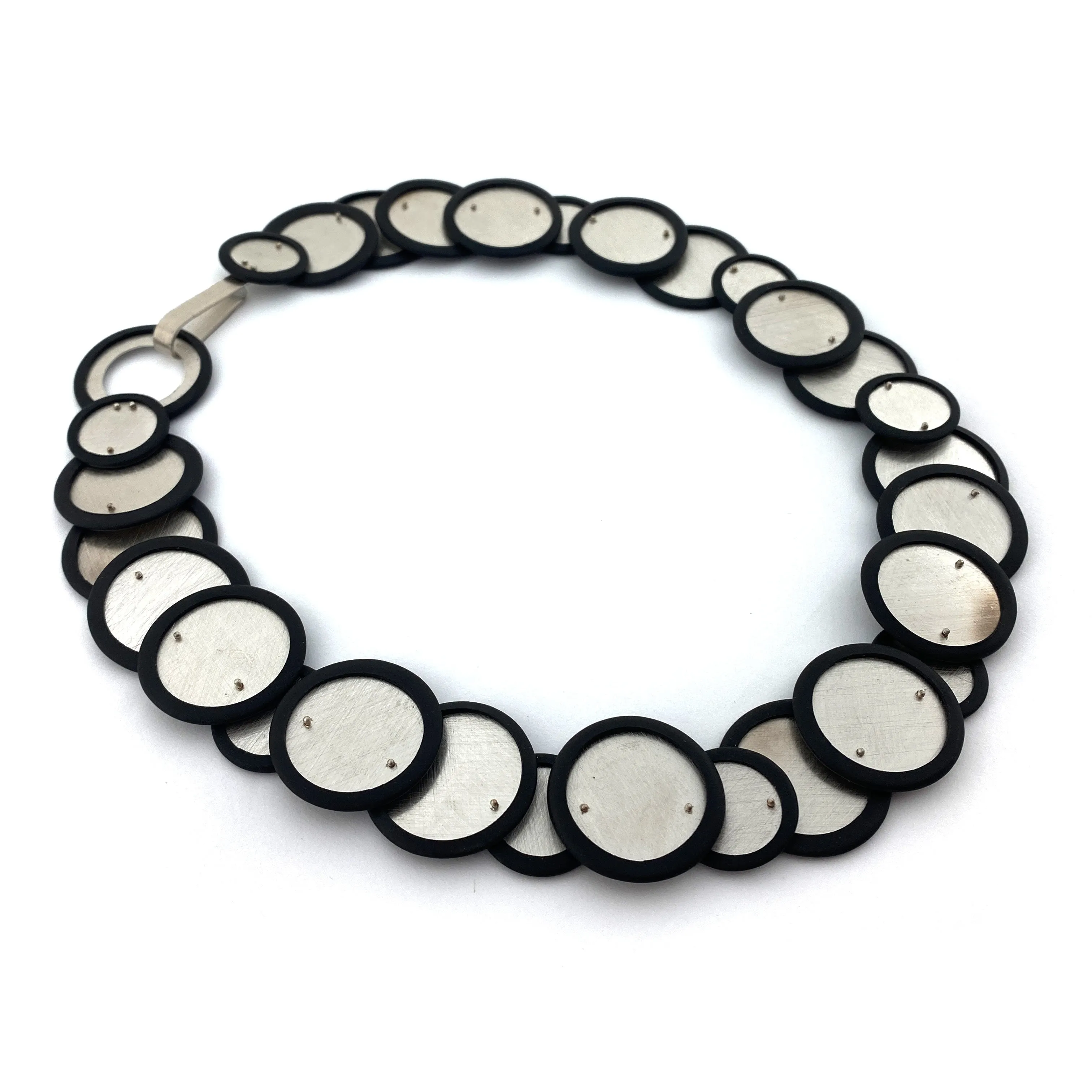 Silver and Rubber Bubble Necklace