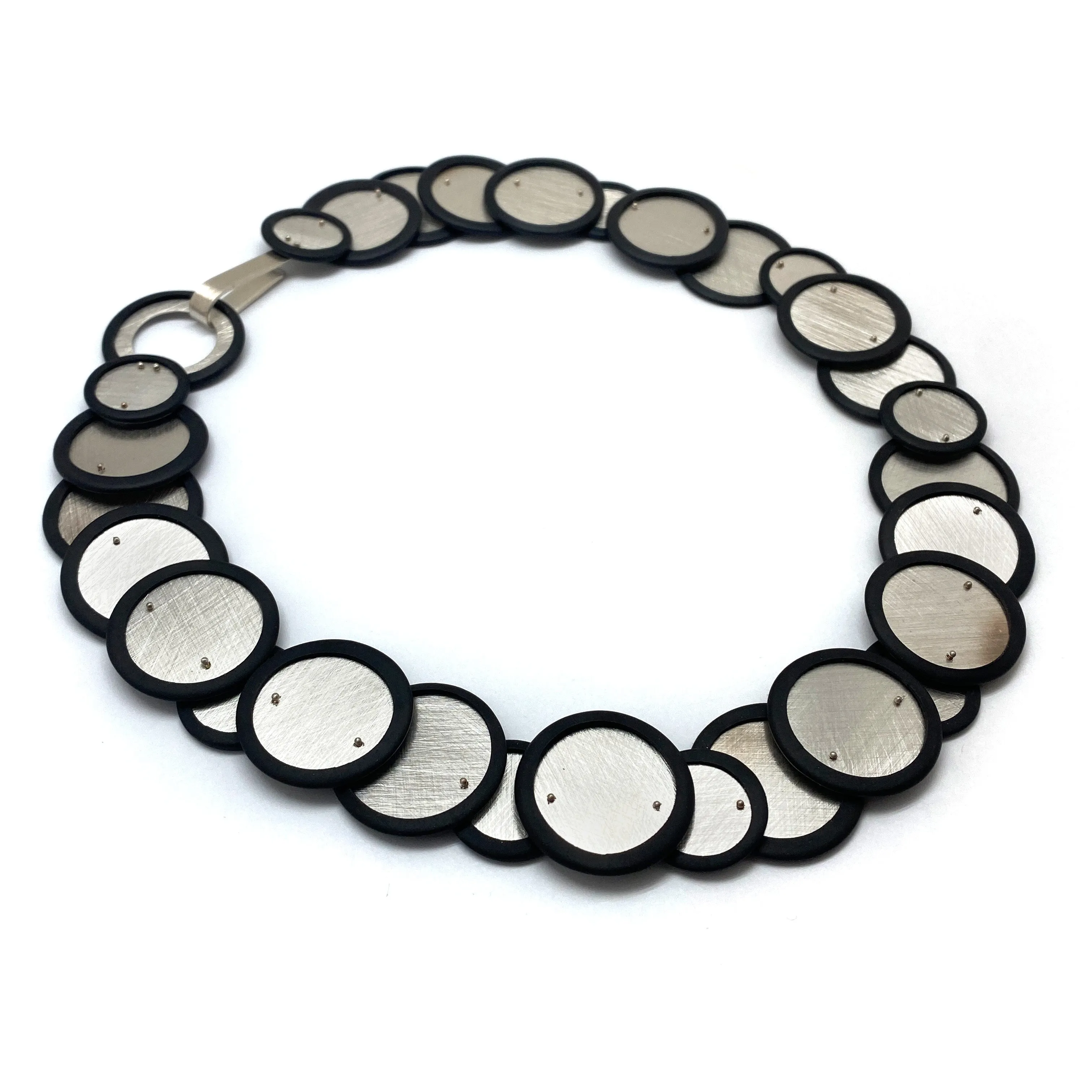 Silver and Rubber Bubble Necklace
