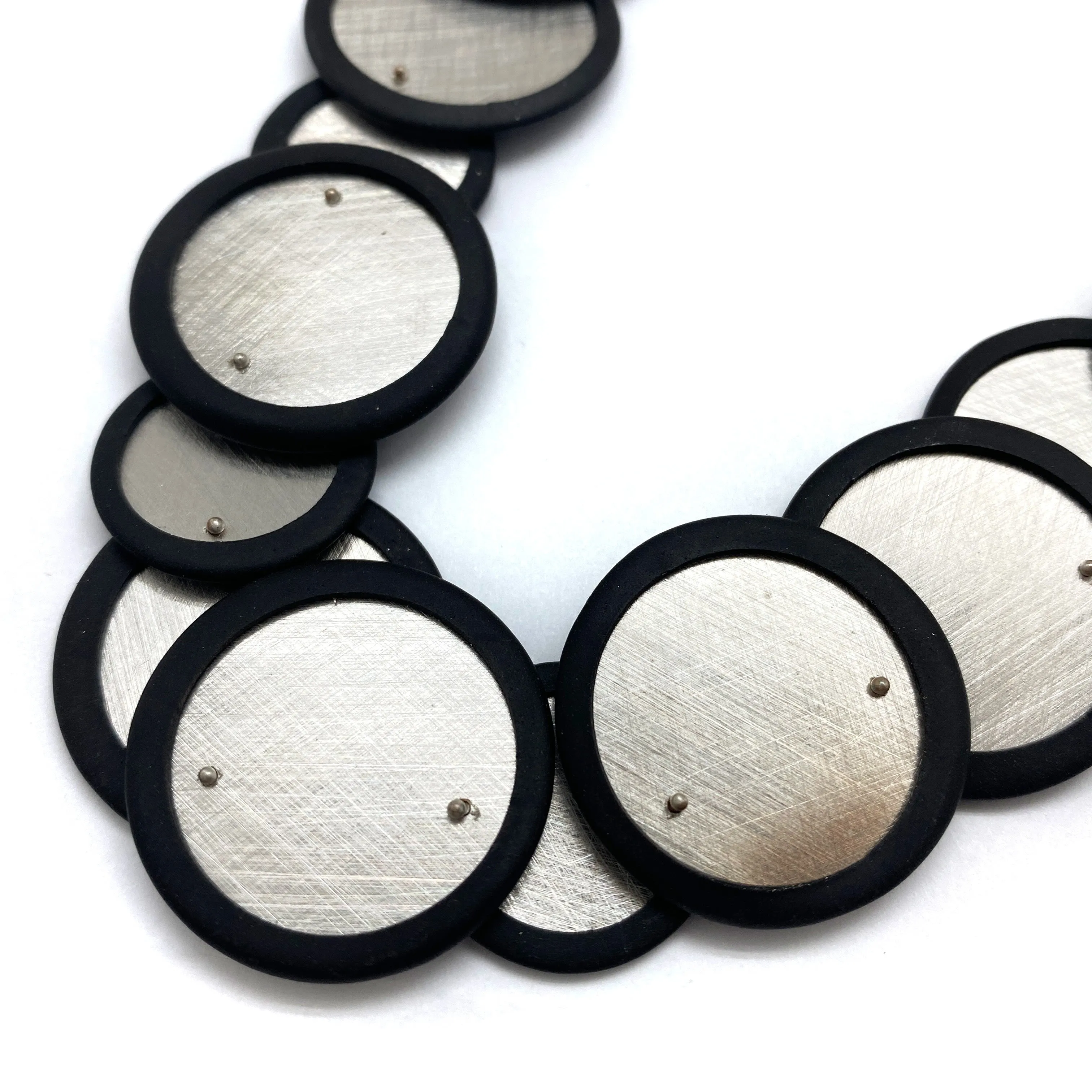 Silver and Rubber Bubble Necklace