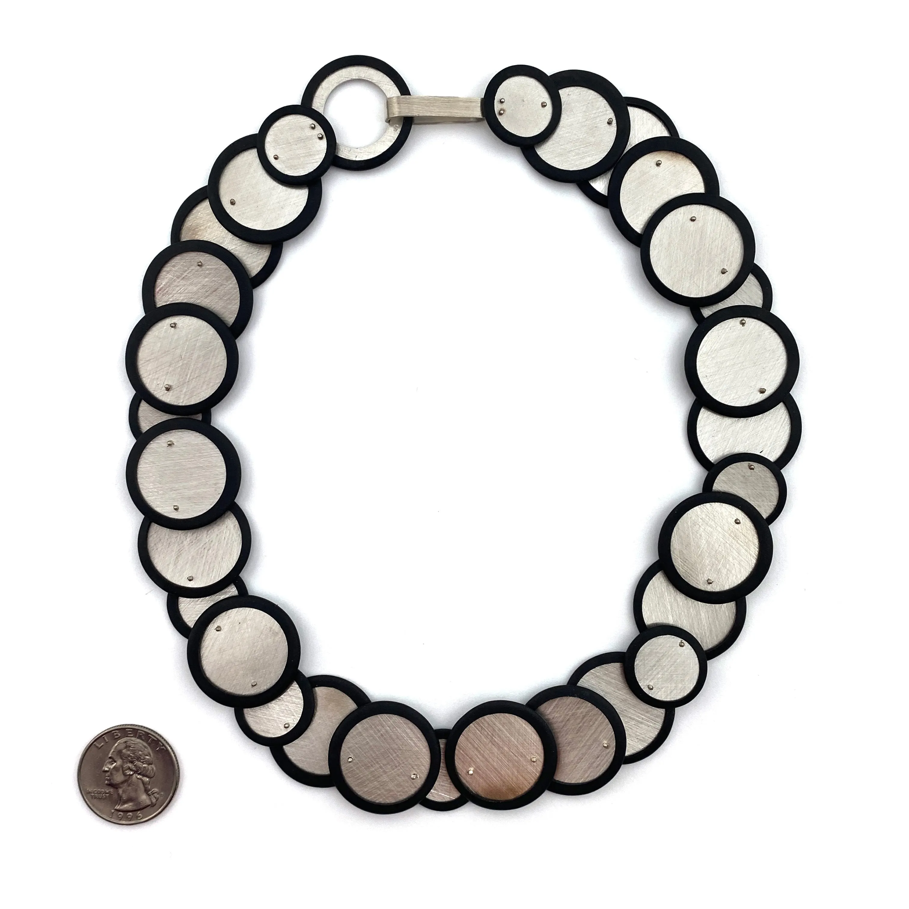 Silver and Rubber Bubble Necklace
