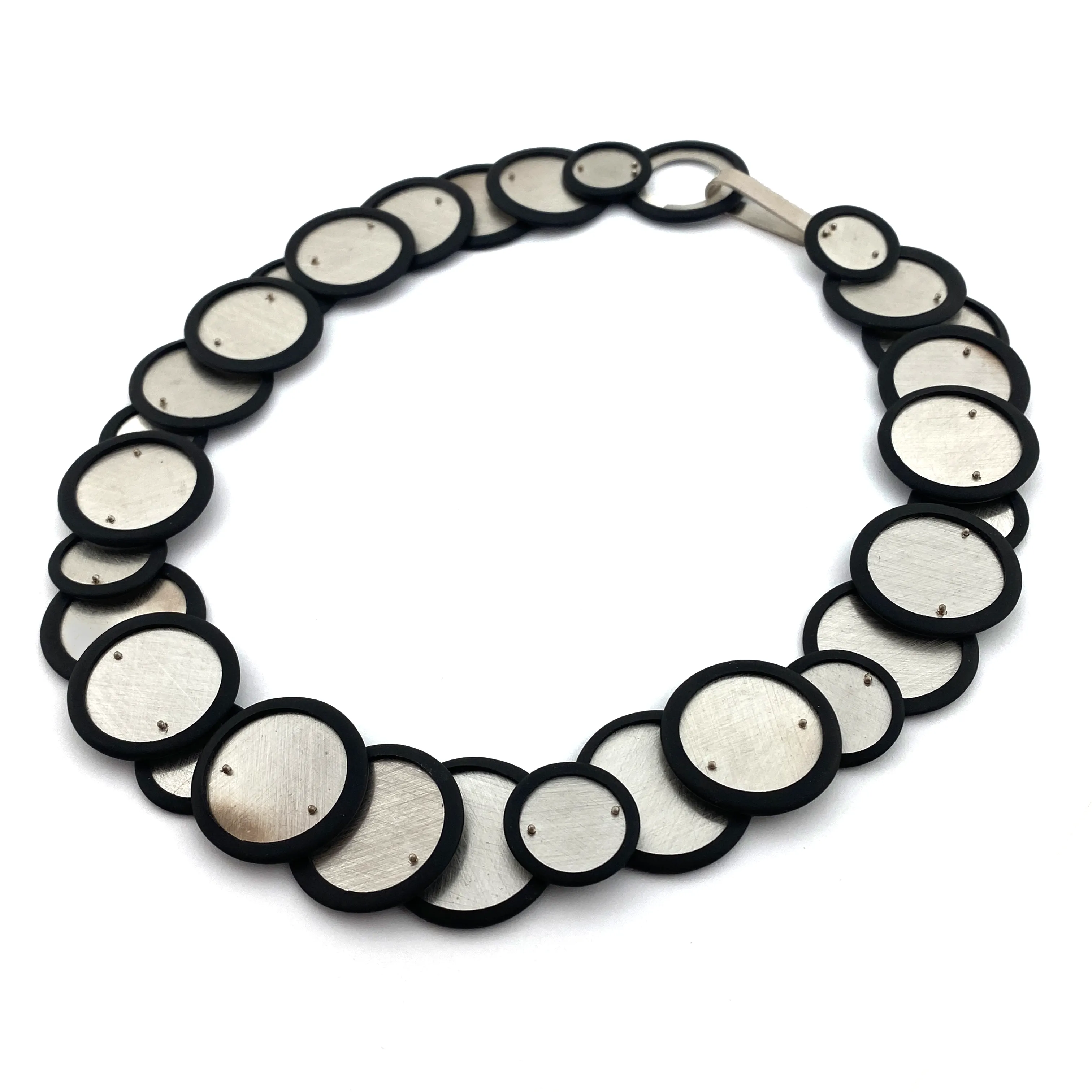 Silver and Rubber Bubble Necklace
