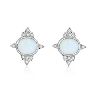 Silver Color White Opal Earrings For Women