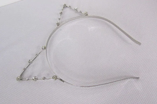 Silver Metal Fashion Head Band Small Animal Big Rihnestones Cat Ears Women