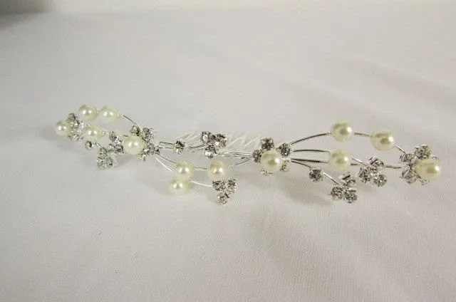 Silver Metal Head Pin Flower Multi Rhinestones Jewelry Hair