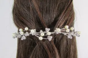 Silver Metal Head Pin Flower Multi Rhinestones Jewelry Hair