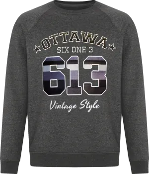 Six One 3 Vintage Style Ottawa Crew Neck Charcoal Heather