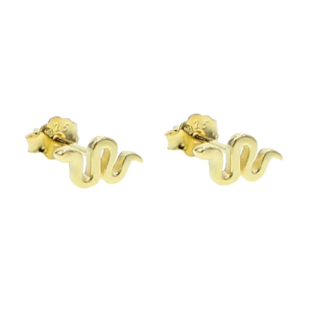 Snake Design Gold and Silver Stud Earrings