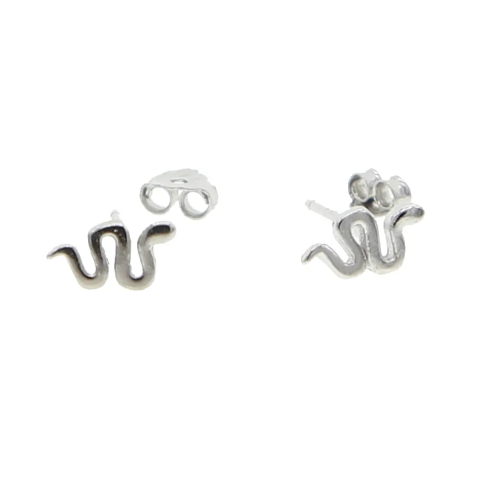Snake Design Gold and Silver Stud Earrings