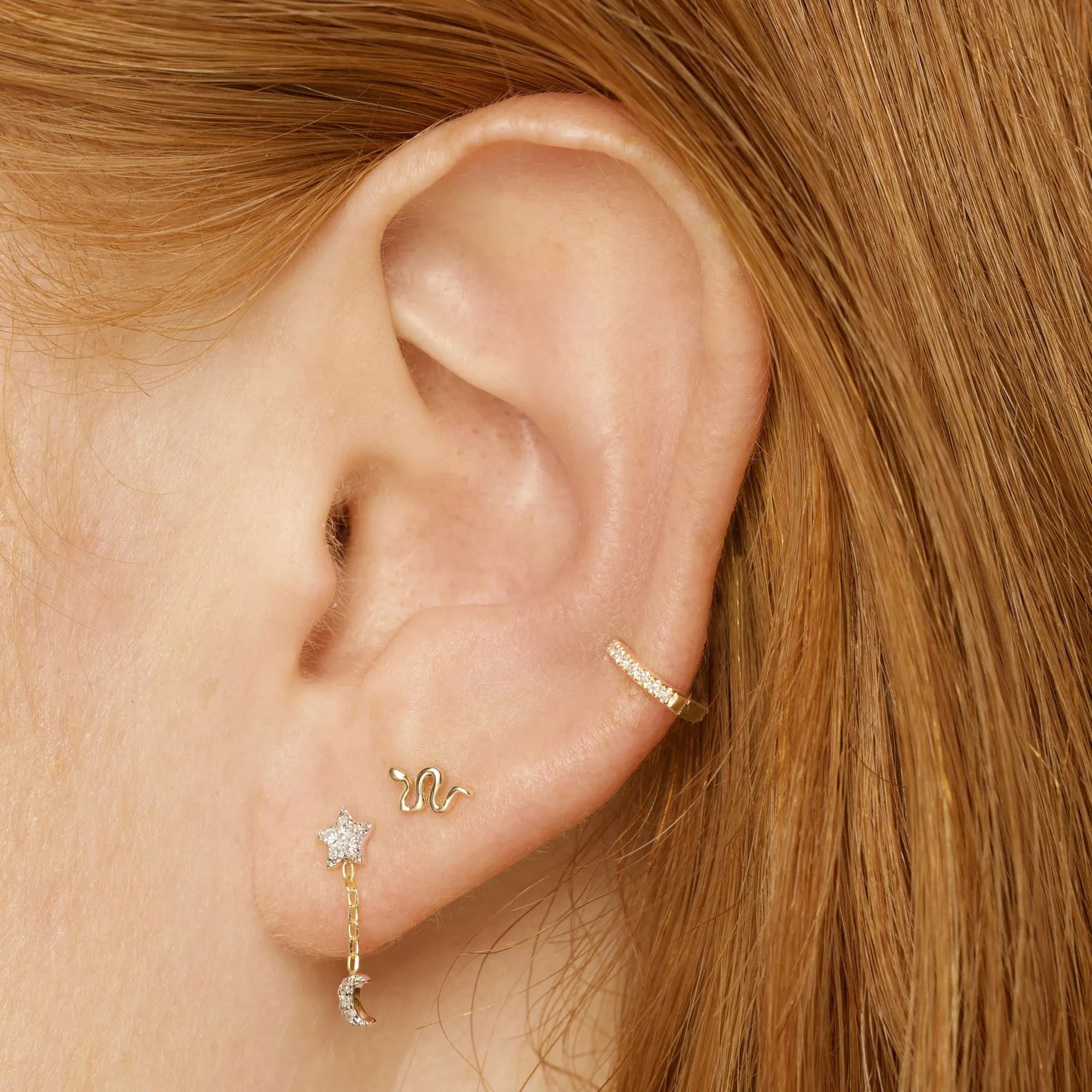 Snake Design Gold and Silver Stud Earrings